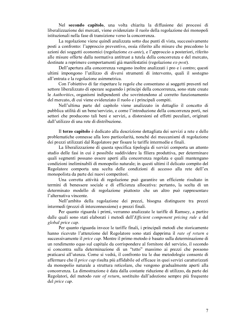 Anteprima della tesi: I servizi a rete: liberalizzazione e regolazione, con particolare attenzione al settore delle telecomunicazioni., Pagina 3