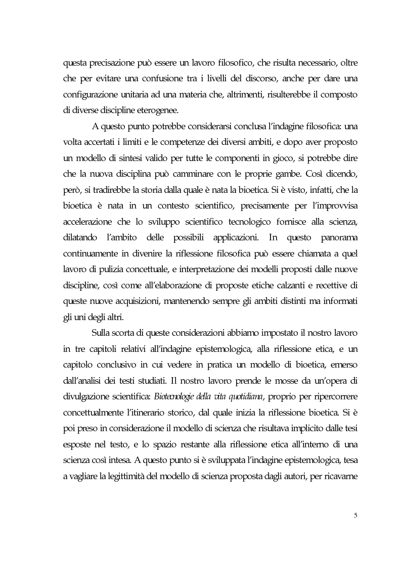 Anteprima della tesi: Sviluppo tecno-scientifico e riflessione bioetica, Pagina 4