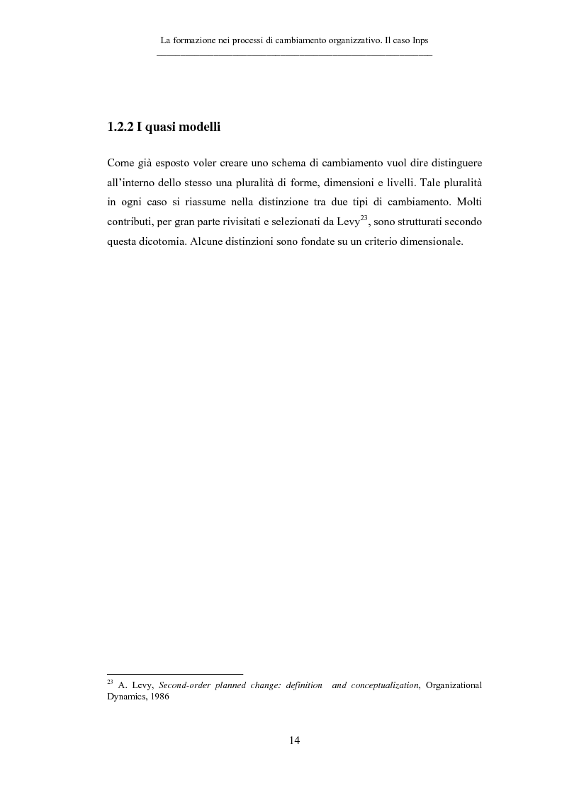 Anteprima della tesi: La formazione nei processi di cambiamento organizzativo. Il caso Inps, Pagina 14