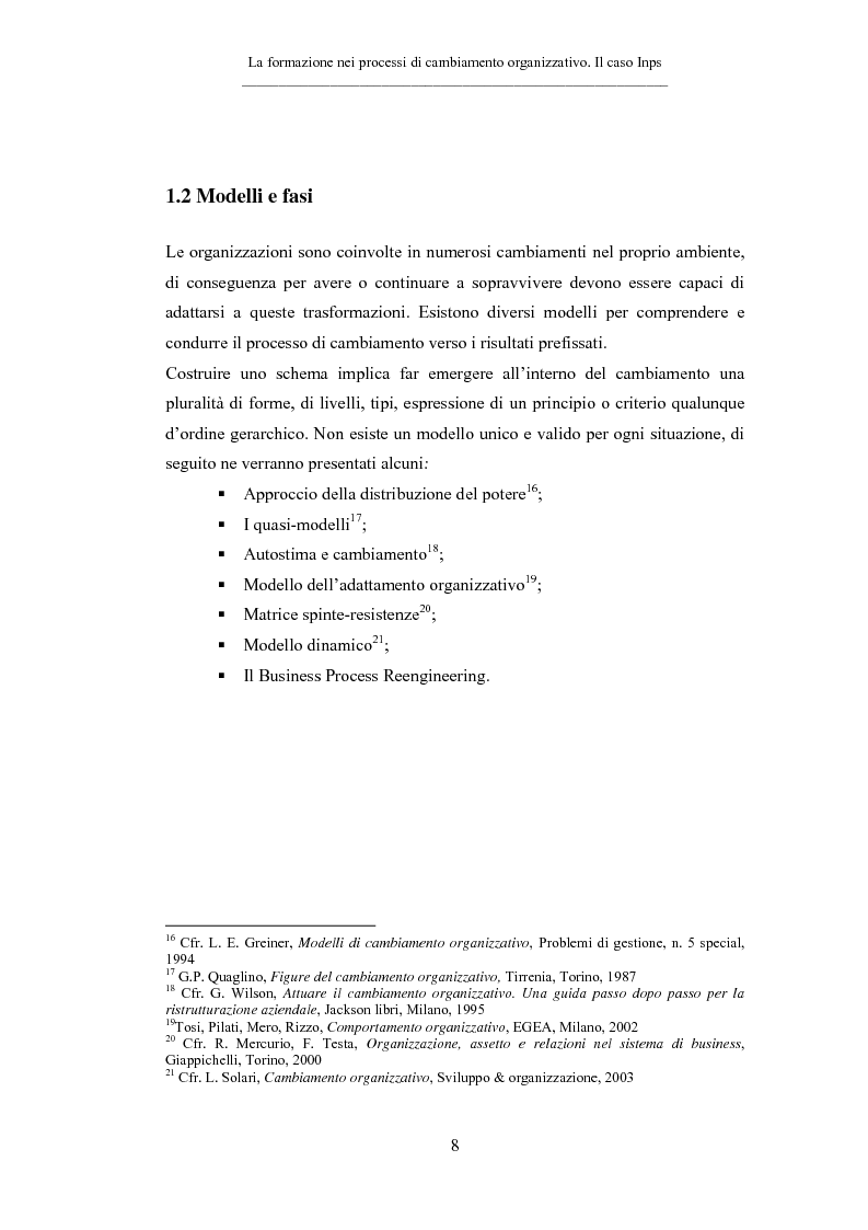 Anteprima della tesi: La formazione nei processi di cambiamento organizzativo. Il caso Inps, Pagina 8