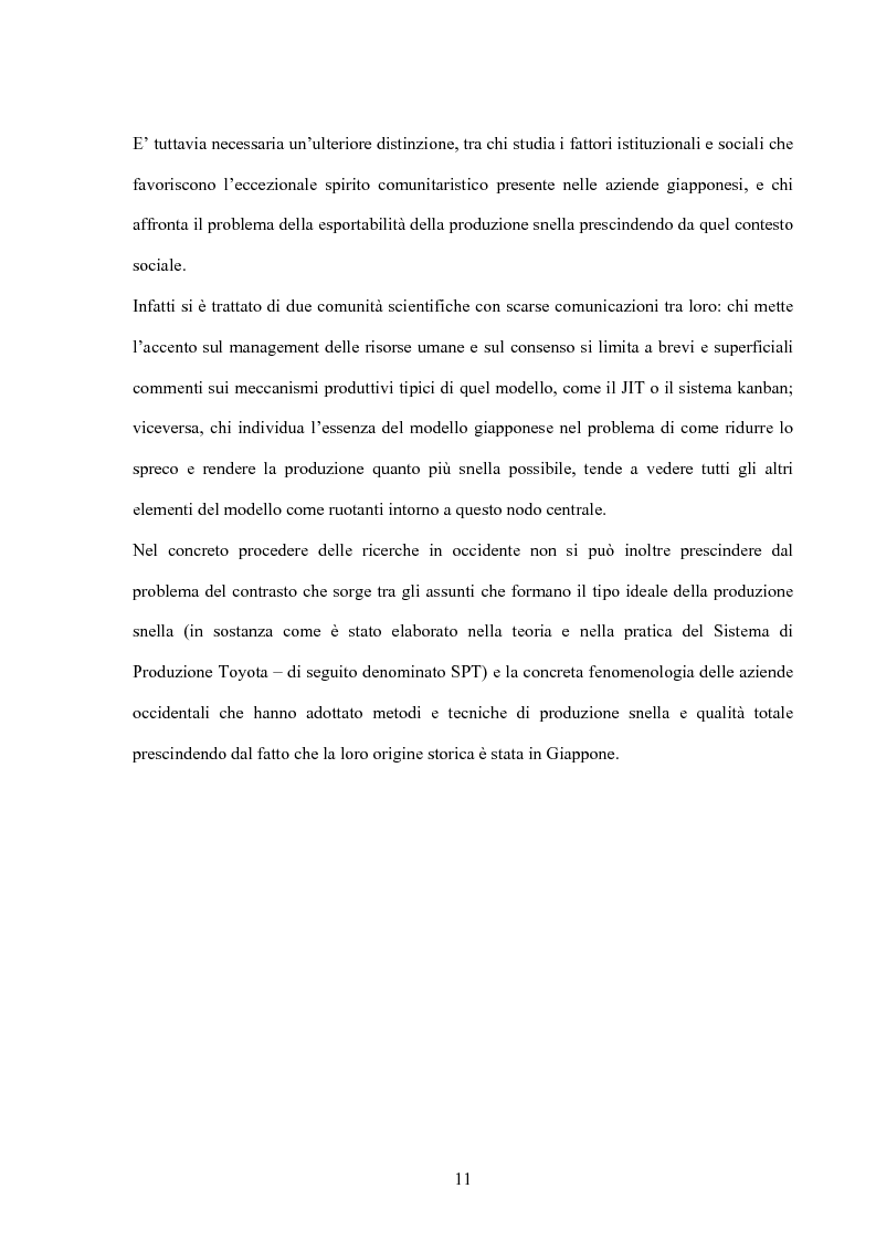 Anteprima della tesi: Modello giapponese e produzione snella: sviluppi ed applicazioni nell'industria automobilistica occidentale, Pagina 11