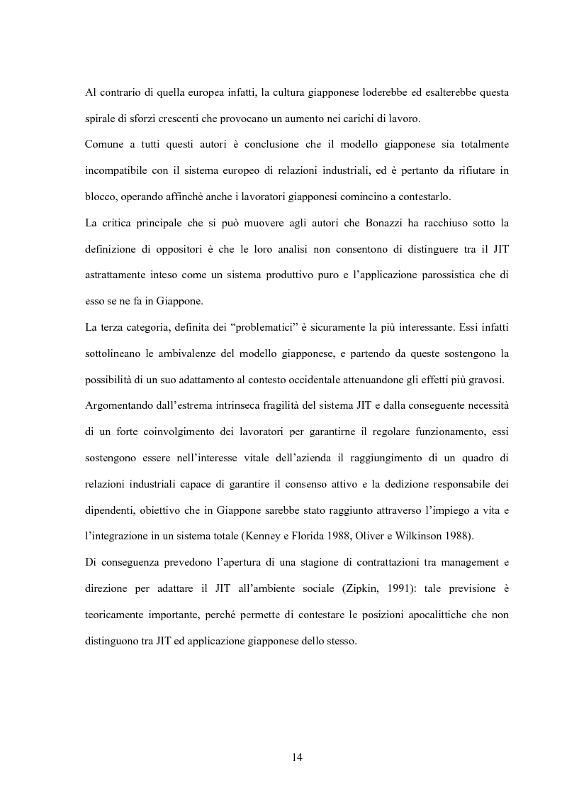 Anteprima della tesi: Modello giapponese e produzione snella: sviluppi ed applicazioni nell'industria automobilistica occidentale, Pagina 14
