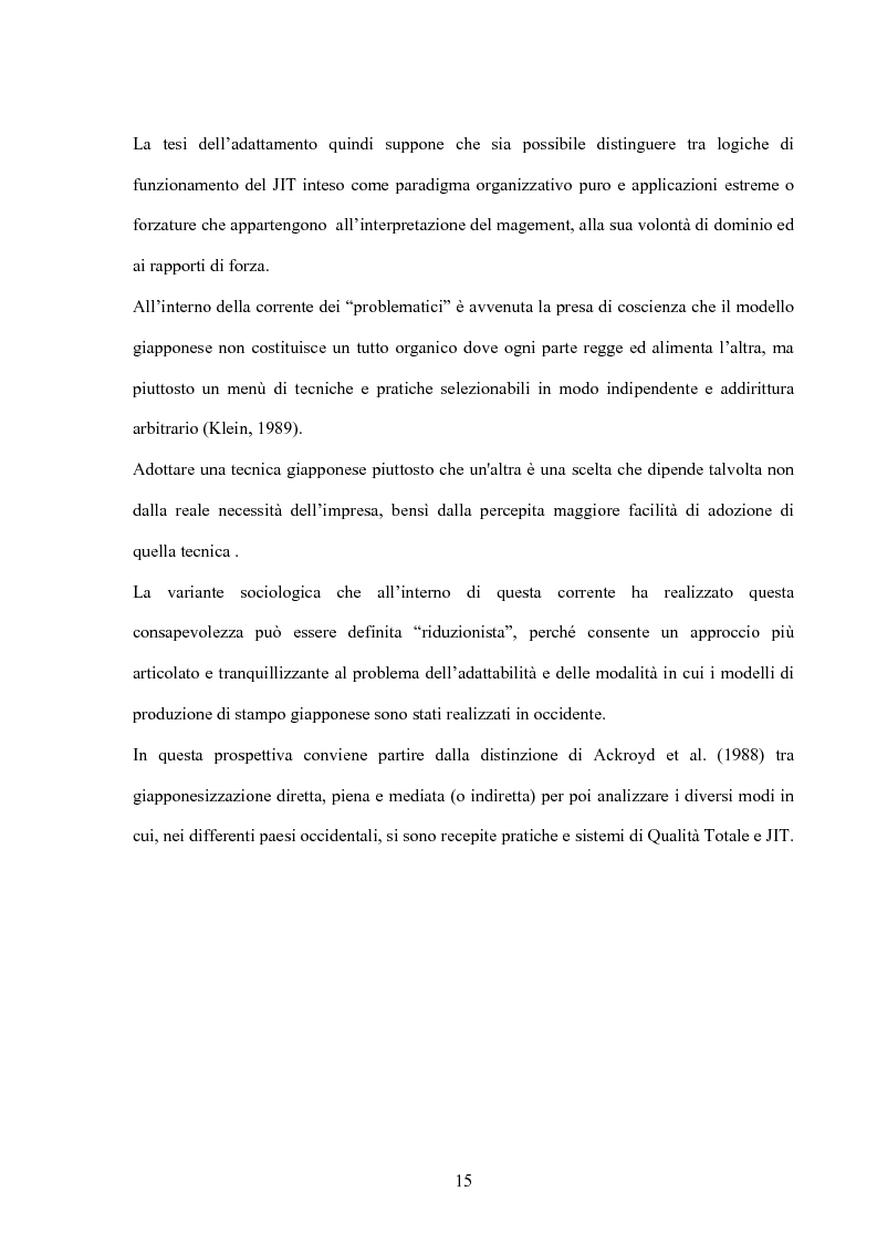 Anteprima della tesi: Modello giapponese e produzione snella: sviluppi ed applicazioni nell'industria automobilistica occidentale, Pagina 15