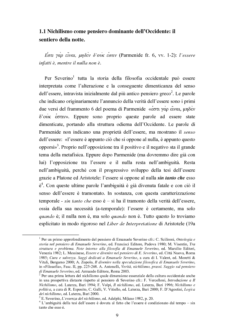 Anteprima della tesi: Nichilismo, téchne e poesia nel pensiero di Emanuele Severino, Pagina 7