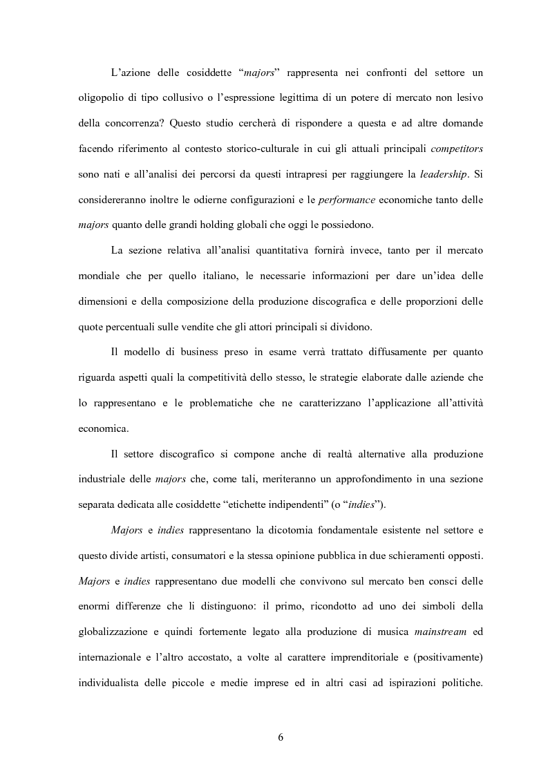 Anteprima della tesi: La concentrazione nel settore dell'industria discografica: le majors e la loro presenza sul mercato, Pagina 2