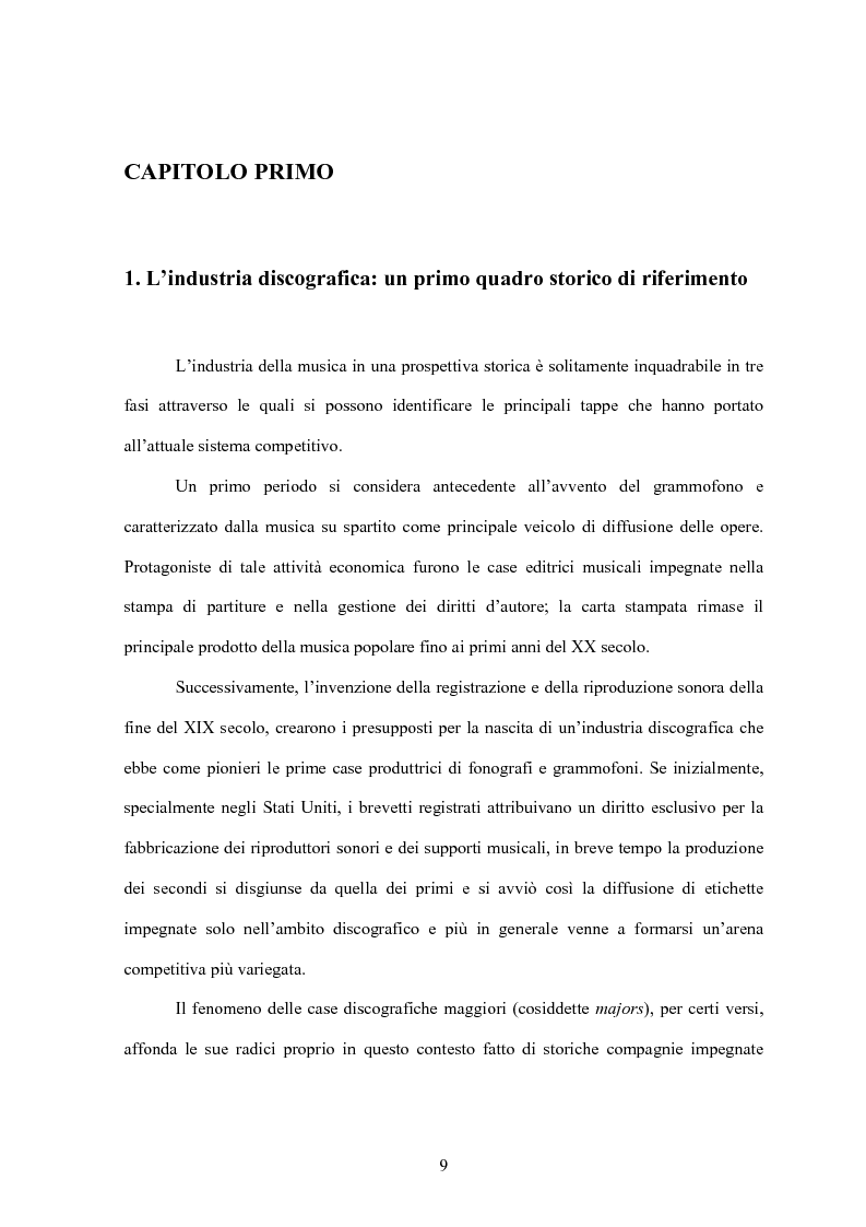Anteprima della tesi: La concentrazione nel settore dell'industria discografica: le majors e la loro presenza sul mercato, Pagina 5