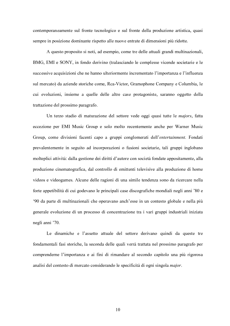 Anteprima della tesi: La concentrazione nel settore dell'industria discografica: le majors e la loro presenza sul mercato, Pagina 6