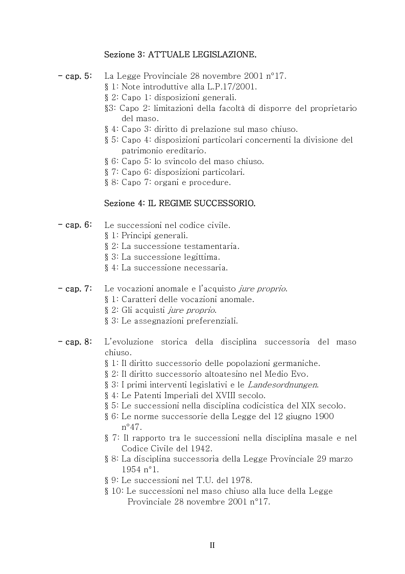 Indice della tesi: Il maso chiuso, Pagina 2
