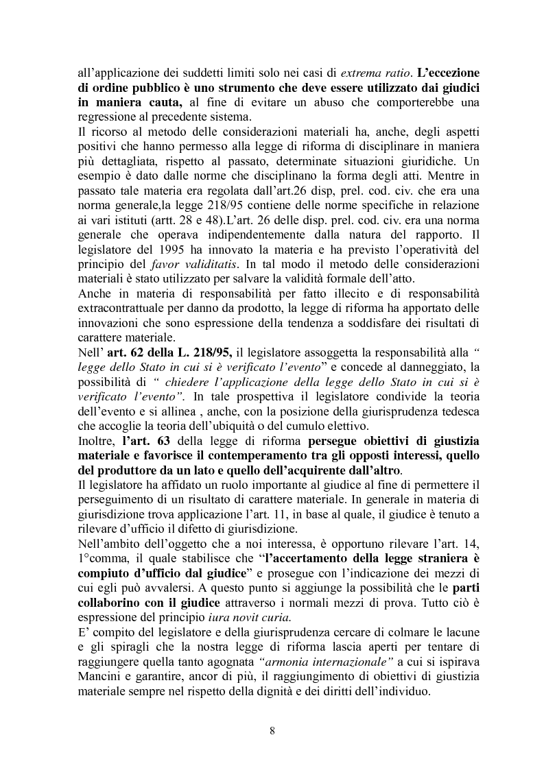 Anteprima della tesi: La giustizia materiale quale obiettivo del diritto intenazioanle privato, Pagina 8