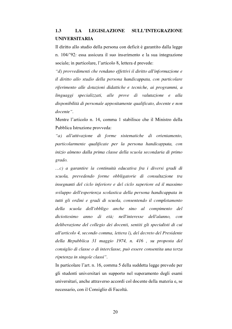 Anteprima della tesi: Università di Bologna ed handicap: chi studia valuta i servizi, Pagina 14