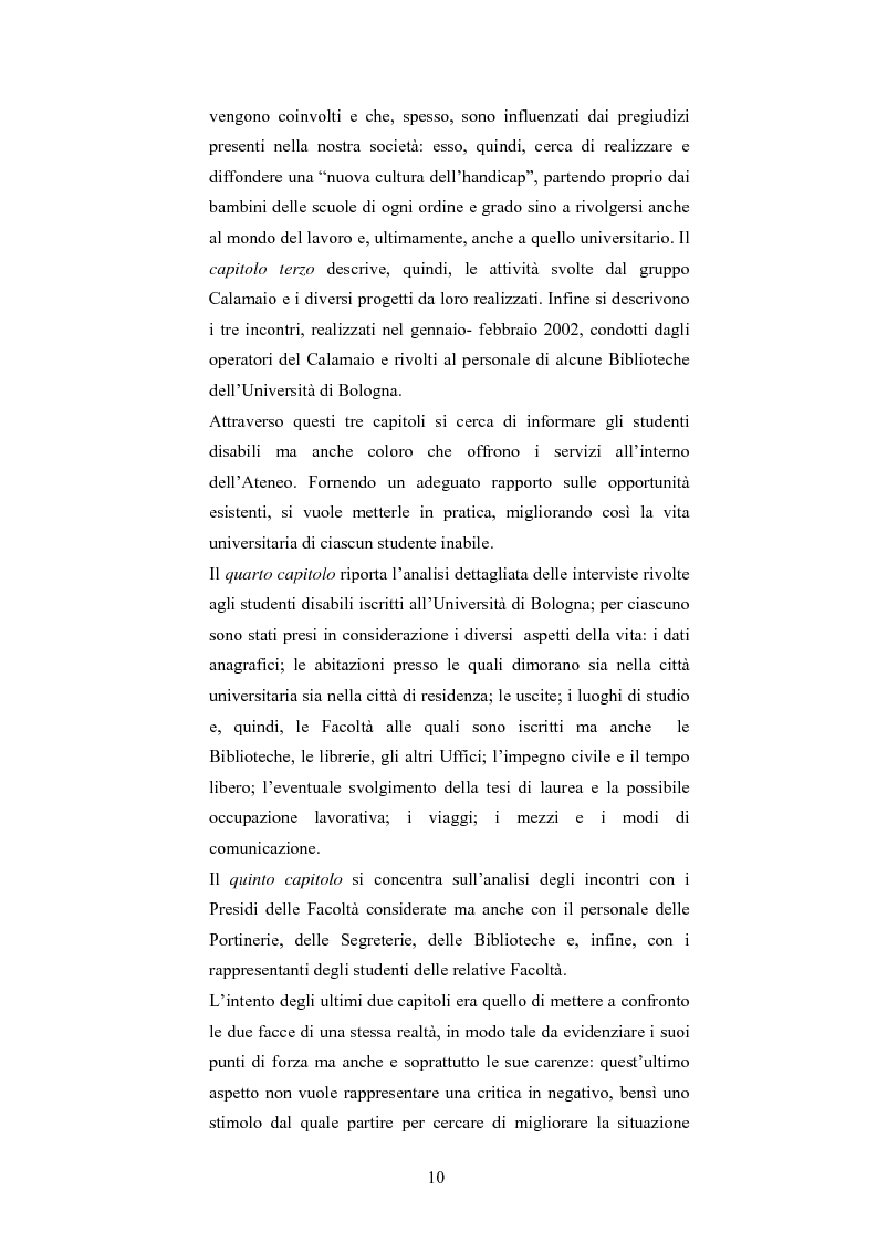 Anteprima della tesi: Università di Bologna ed handicap: chi studia valuta i servizi, Pagina 4