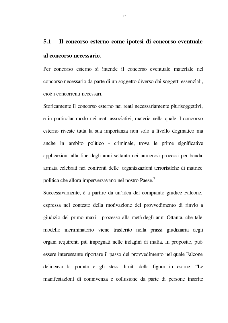 Anteprima della tesi: La figura del c.d. "concorso esterno" in tema di concorso di persone nel reato, Pagina 13