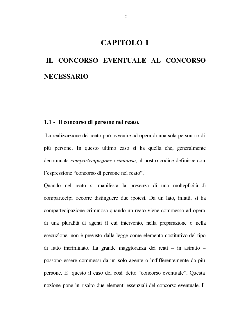 Anteprima della tesi: La figura del c.d. "concorso esterno" in tema di concorso di persone nel reato, Pagina 5