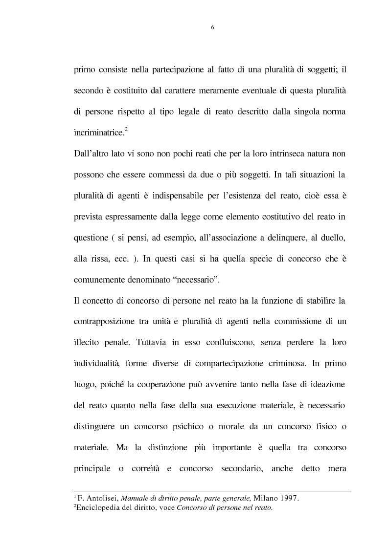 Anteprima della tesi: La figura del c.d. "concorso esterno" in tema di concorso di persone nel reato, Pagina 6