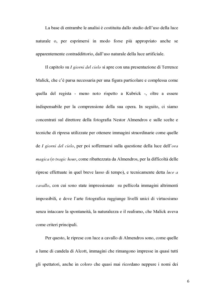 Anteprima della tesi: La Luce naturale al Cinema. Barry Lyndon e I Giorni del Cielo, Pagina 4