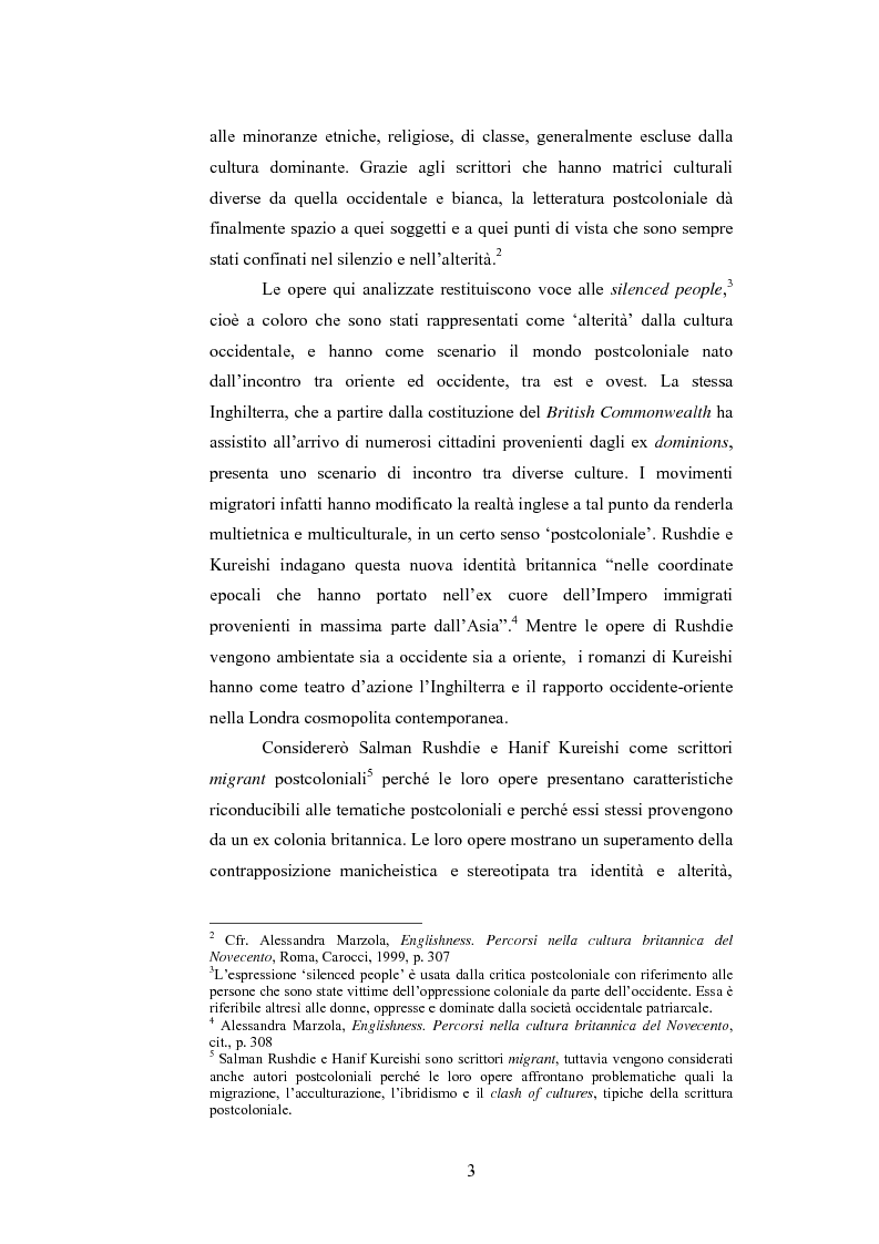 Anteprima della tesi: Elementi postcoloniali e postmoderni nell'opera di Salman Rushdie e Hanif Kureishi, Pagina 2