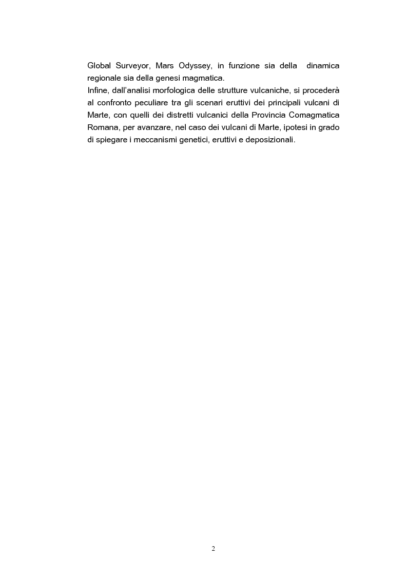Anteprima della tesi: Confronto tra il vulcanismo del pianeta Marte e il vulcanismo terrestre con particolare riferimento alla Provincia Comagmatica Romana, Pagina 2