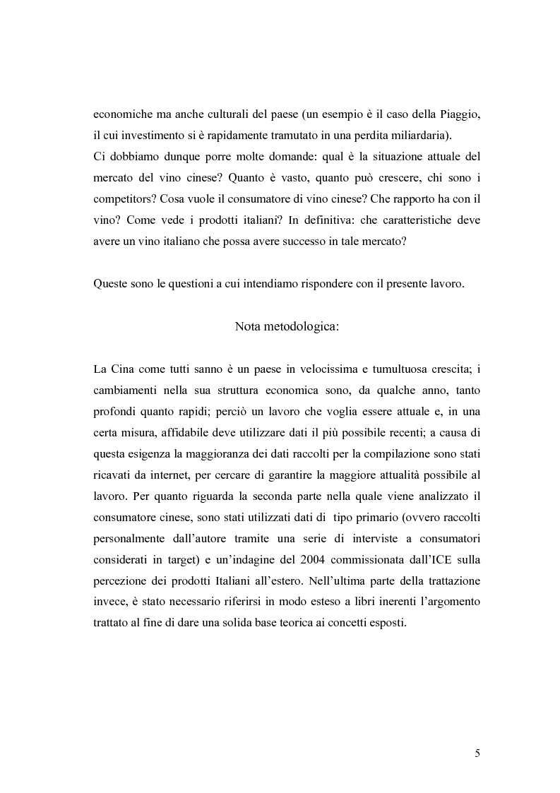 Anteprima della tesi: Introduzione di una nuova marca in un mercato: il caso del vino italiano in Cina, Pagina 2