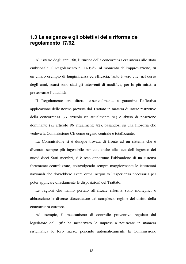 Anteprima della tesi: Il Regolamento del Consiglio CE 1/2003: la modernizzazione del diritto della concorrenza europeo, Pagina 14