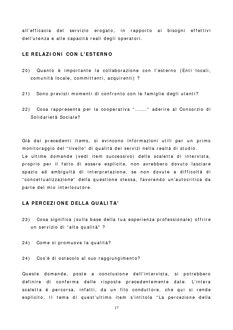 Anteprima della tesi: Cooperazione sociale e qualità dei servizi, Pagina 13