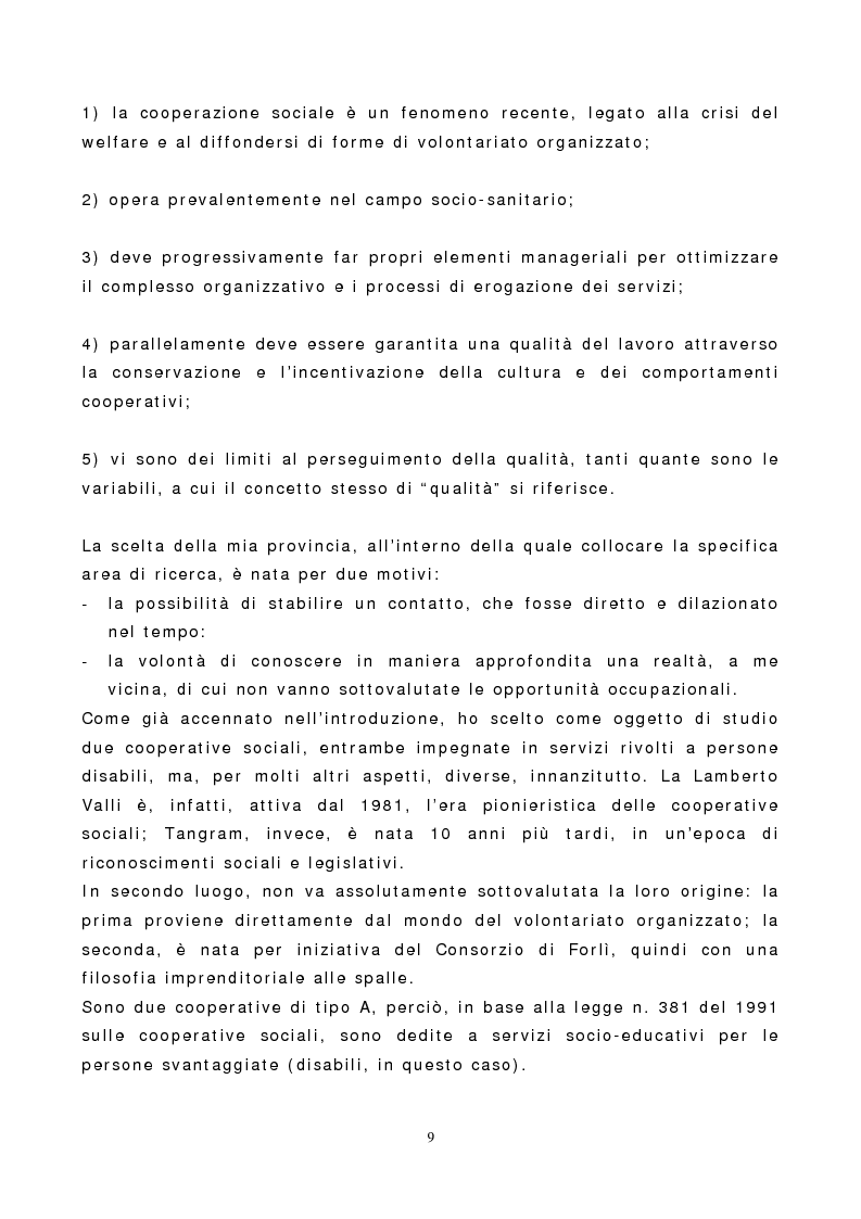 Anteprima della tesi: Cooperazione sociale e qualità dei servizi, Pagina 5