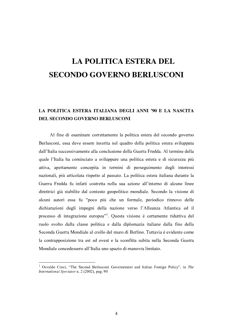 Anteprima della tesi: La Politica estera del secondo governo Berlusconi ed il suo sostegno a Washington. Il punto di vista della stampa francese, Pagina 3
