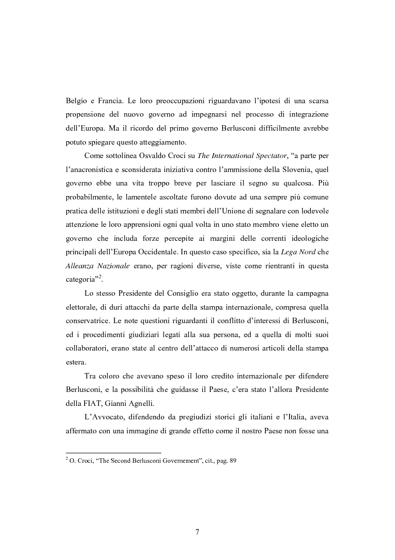 Anteprima della tesi: La Politica estera del secondo governo Berlusconi ed il suo sostegno a Washington. Il punto di vista della stampa francese, Pagina 6