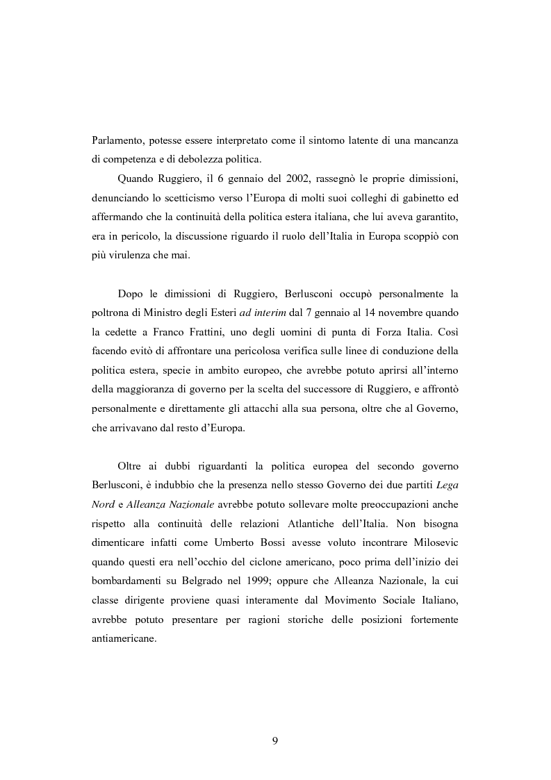 Anteprima della tesi: La Politica estera del secondo governo Berlusconi ed il suo sostegno a Washington. Il punto di vista della stampa francese, Pagina 8