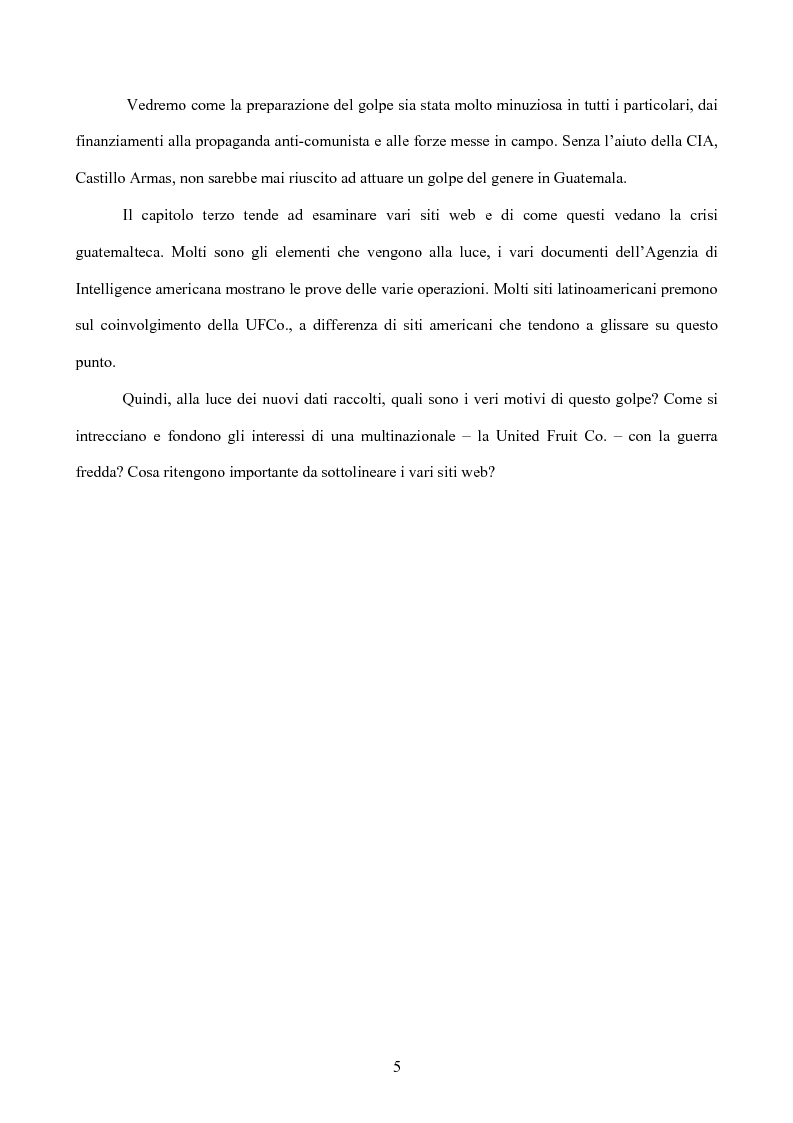 Anteprima della tesi: La crisi del Guatemala, tra guerra fredda e multinazionali. La guerra rivisitata da internet, Pagina 3