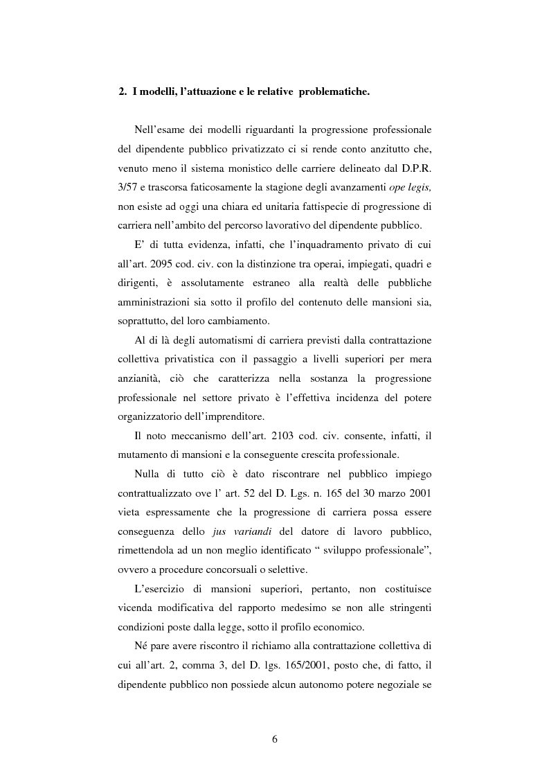 Anteprima della tesi: Le progressioni di carriera nel lavoro pubblico privatizzato, Pagina 4