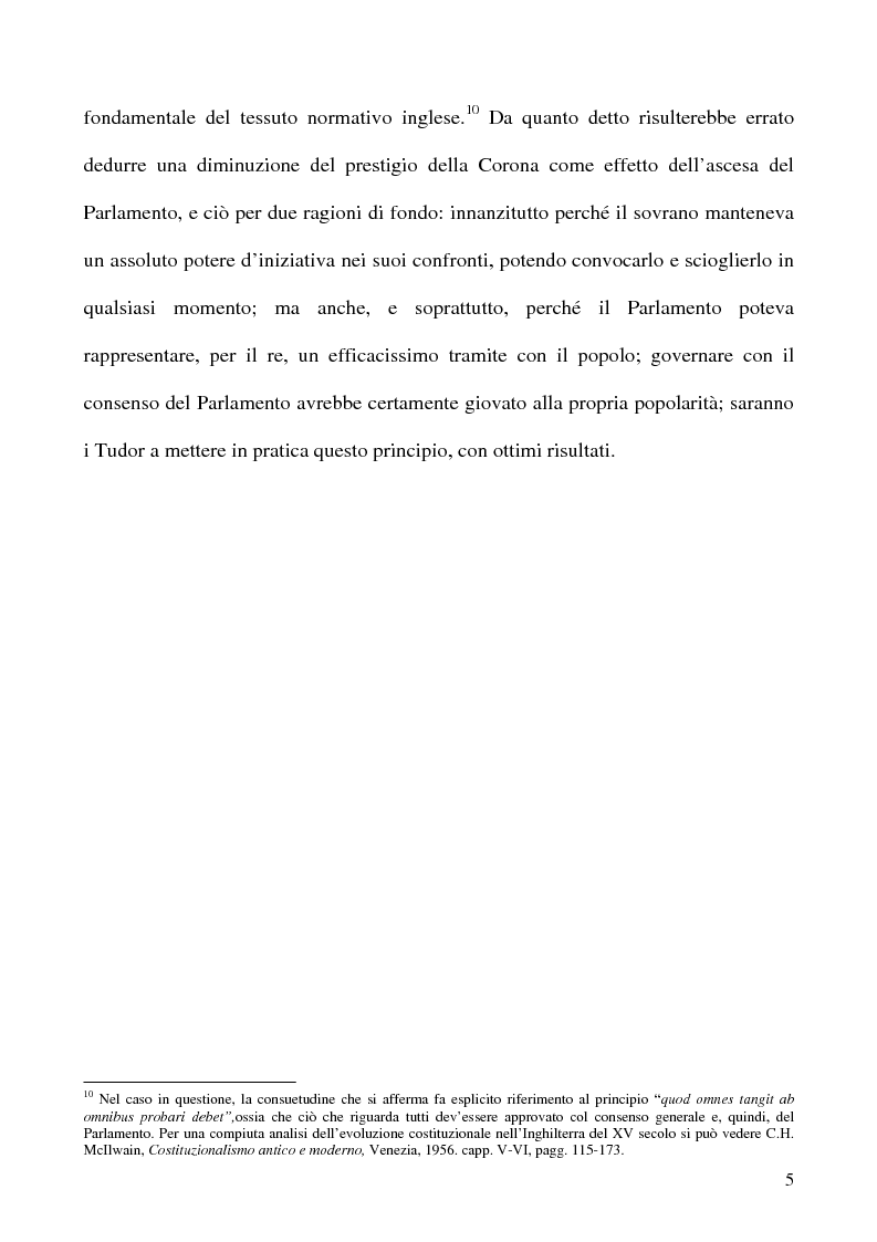 Anteprima della tesi: I Poteri della Corona e del Parlamento nel pensiero politico inglese del XVII secolo, Pagina 5