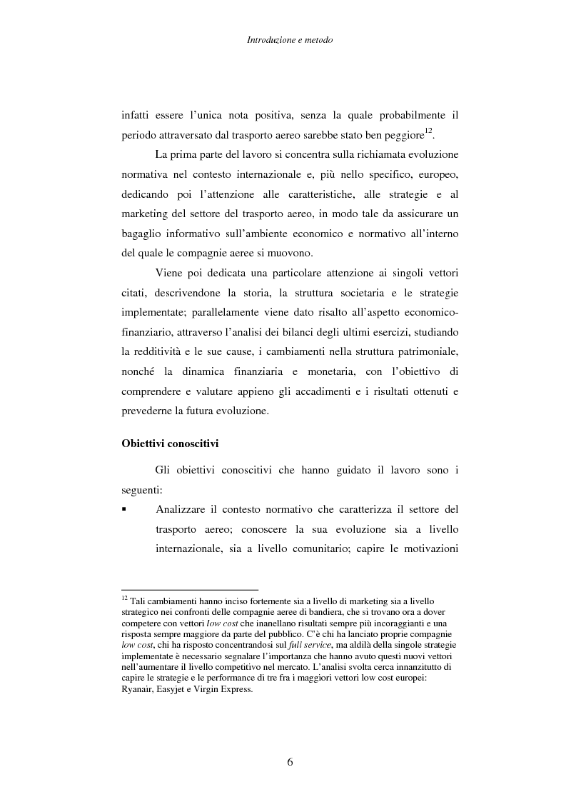 Anteprima della tesi: Strategie e performance delle compagnie aeree low cost. I casi Ryanair, Easyjet e Virgin Express., Pagina 6