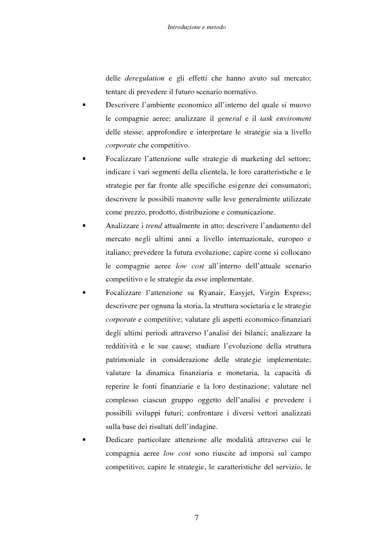 Anteprima della tesi: Strategie e performance delle compagnie aeree low cost. I casi Ryanair, Easyjet e Virgin Express., Pagina 7