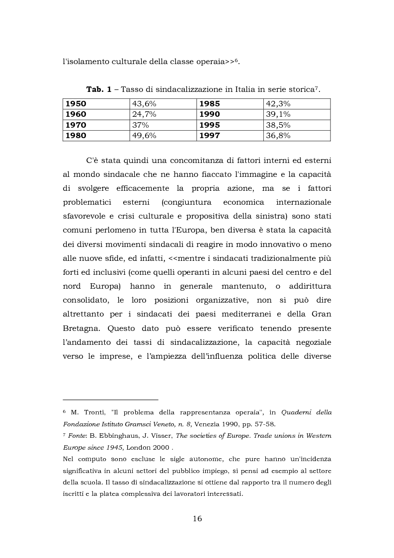 Anteprima della tesi: Comunicazione e rappresentanza nel sindacato. I rapporti con il lavoro, la società, i media. L'esperienza di Nidil - Cgil., Pagina 12