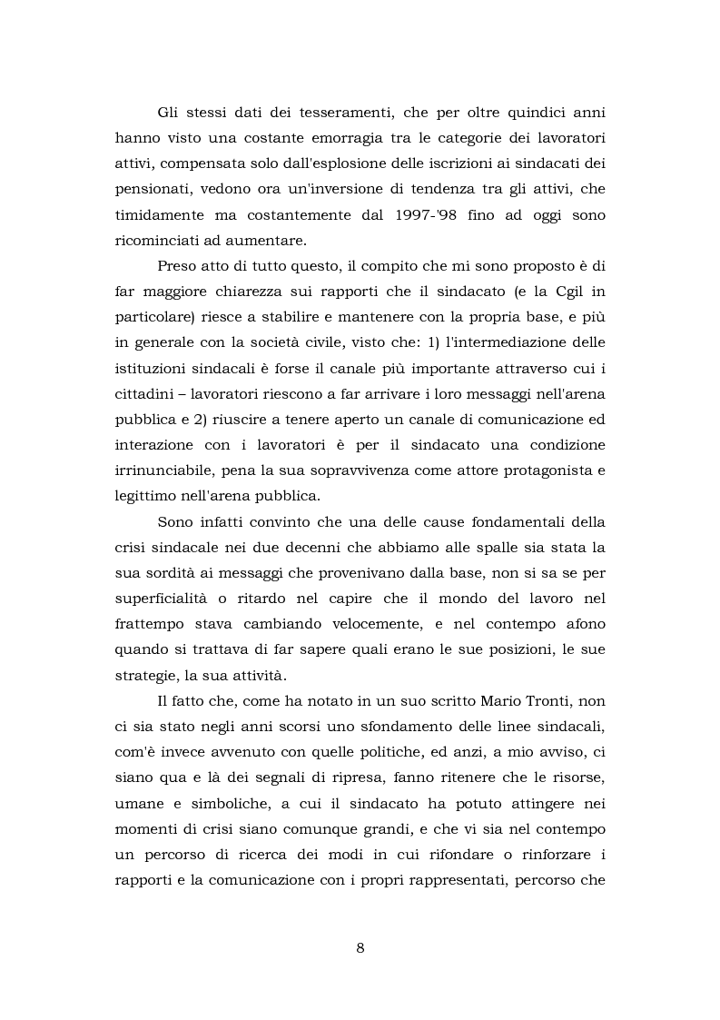 Anteprima della tesi: Comunicazione e rappresentanza nel sindacato. I rapporti con il lavoro, la società, i media. L'esperienza di Nidil - Cgil., Pagina 4