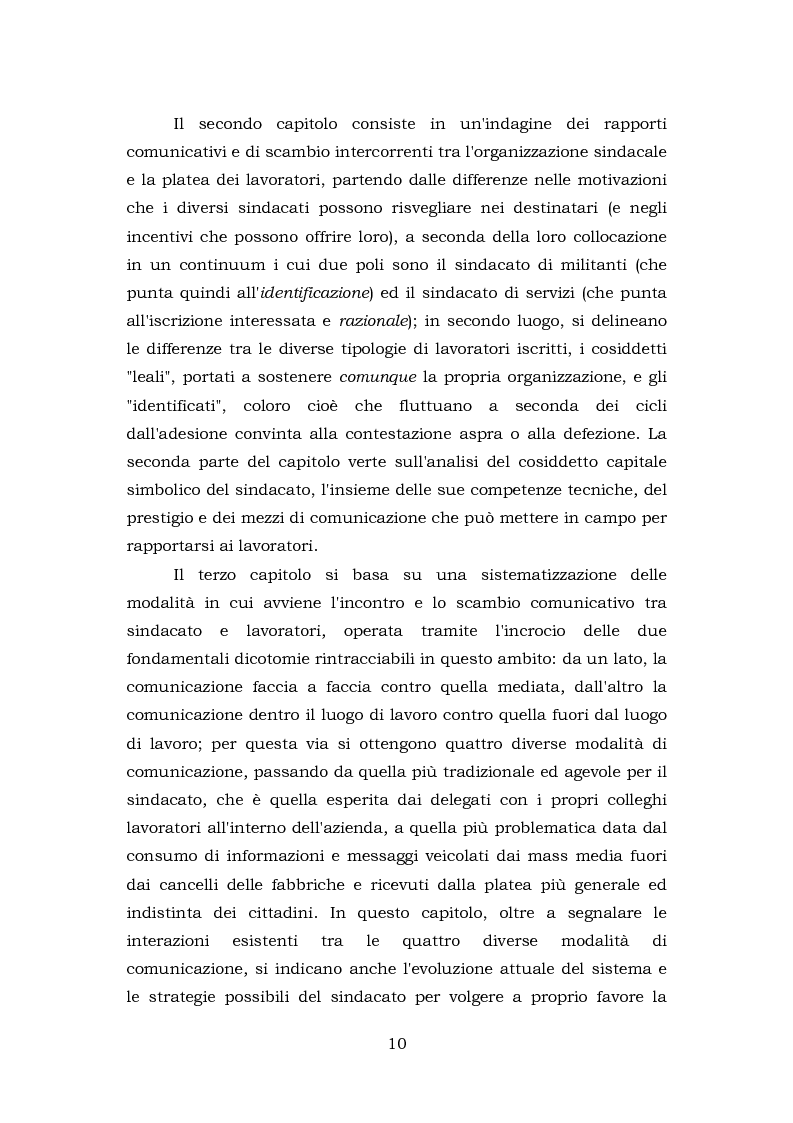 Anteprima della tesi: Comunicazione e rappresentanza nel sindacato. I rapporti con il lavoro, la società, i media. L'esperienza di Nidil - Cgil., Pagina 6