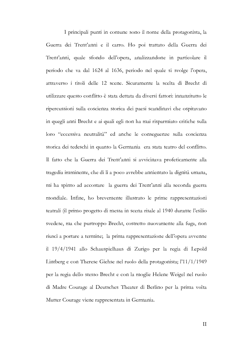 Anteprima della tesi: Alcuni aspetti delle traduzioni italiane di Mutter Courage und ihre Kinder di Bertolt Brecht, Pagina 2