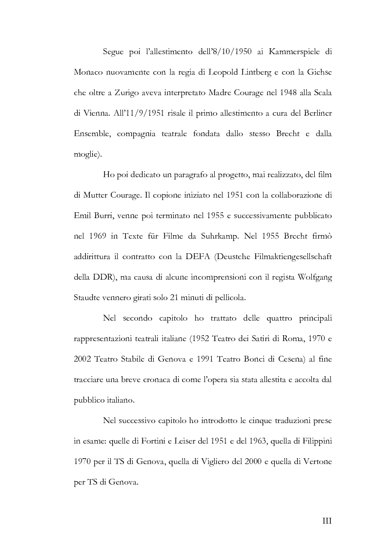 Anteprima della tesi: Alcuni aspetti delle traduzioni italiane di Mutter Courage und ihre Kinder di Bertolt Brecht, Pagina 3