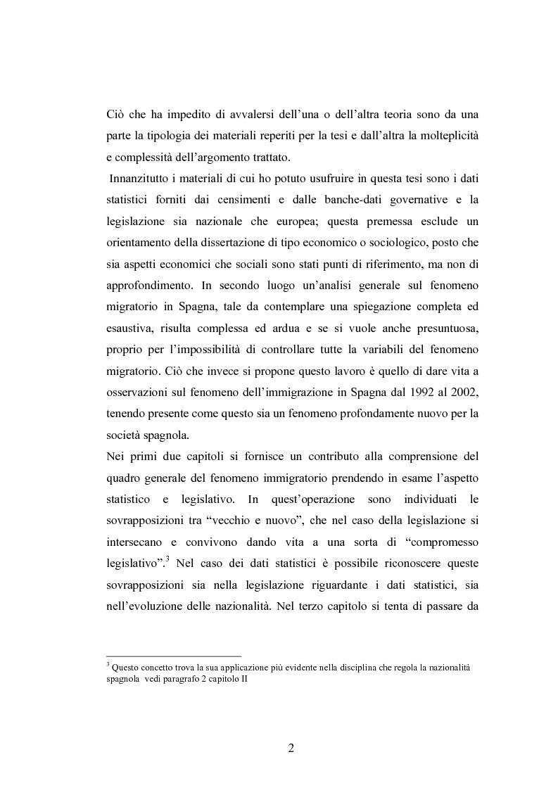 Anteprima della tesi: Osservazioni sul fenomeno dell’immigrazione in Spagna, con riferimento al periodo 1992-2002, Pagina 2