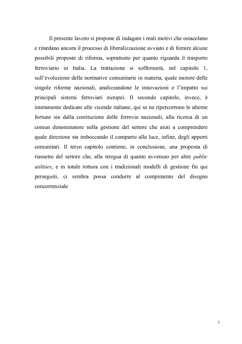 Anteprima della tesi: Concorrenza e regolazione nel trasporto ferroviario passeggeri: il difficile cammino delle riforme, Pagina 2