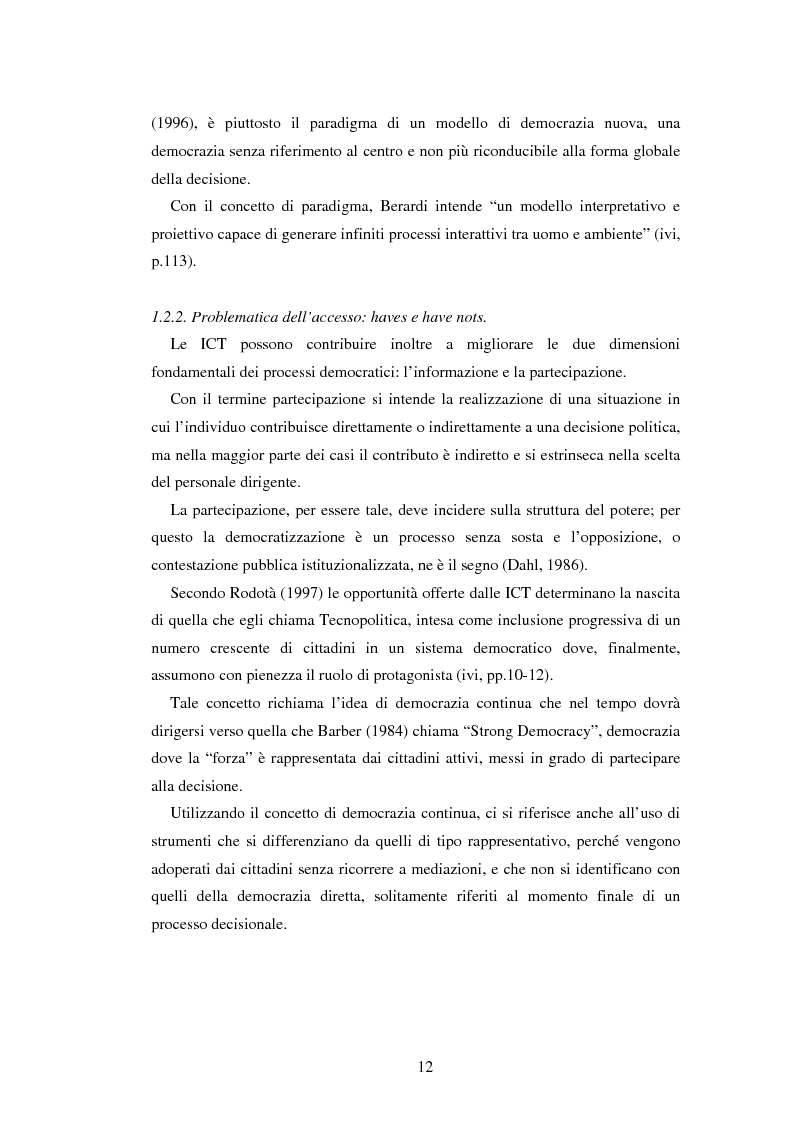 Anteprima della tesi: Democrazia e nuove tecnologie: rischi di esclusione e opportunità di partecipazione, Pagina 12