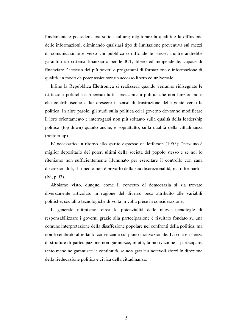 Anteprima della tesi: Democrazia e nuove tecnologie: rischi di esclusione e opportunità di partecipazione, Pagina 5