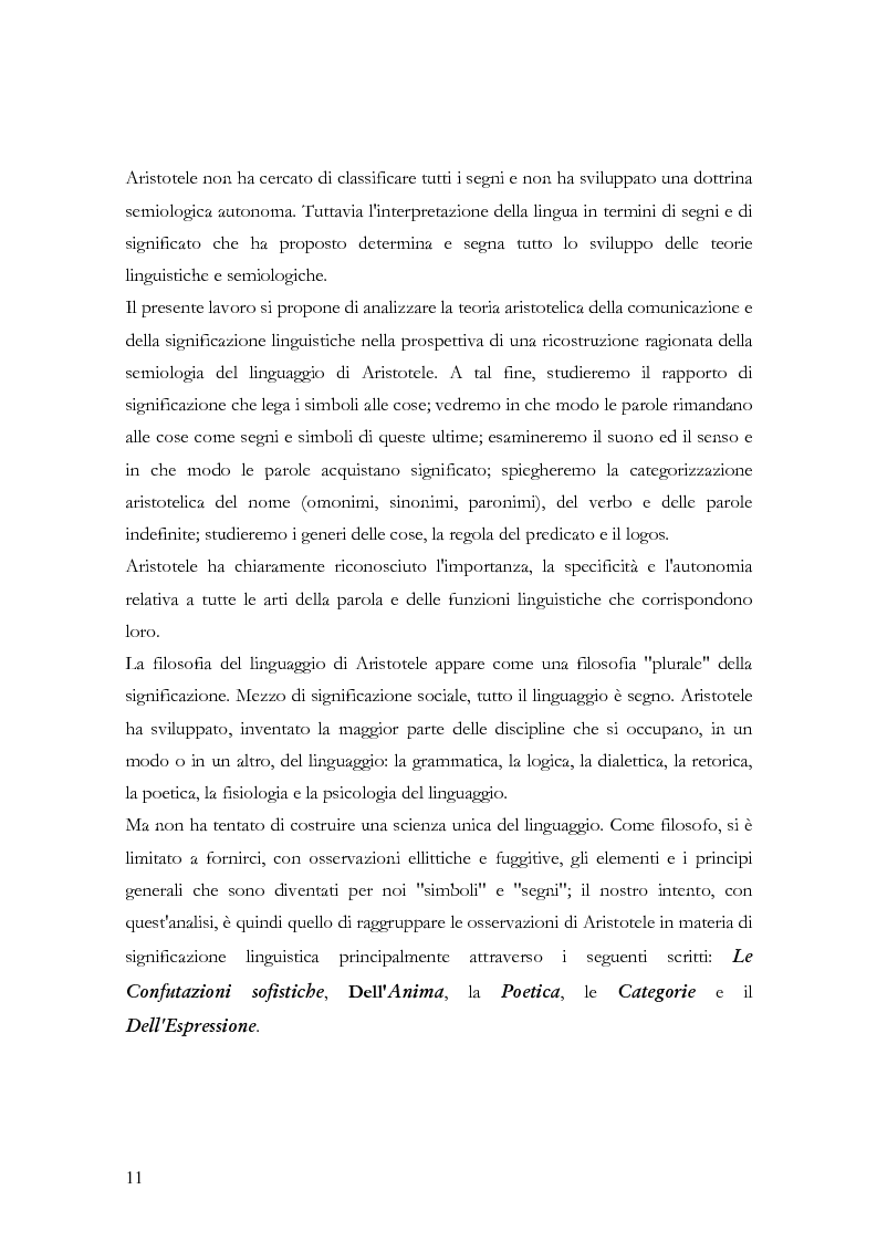 Anteprima della tesi: La teoria della significazione linguistica nel pensiero di Aristotele, Pagina 8