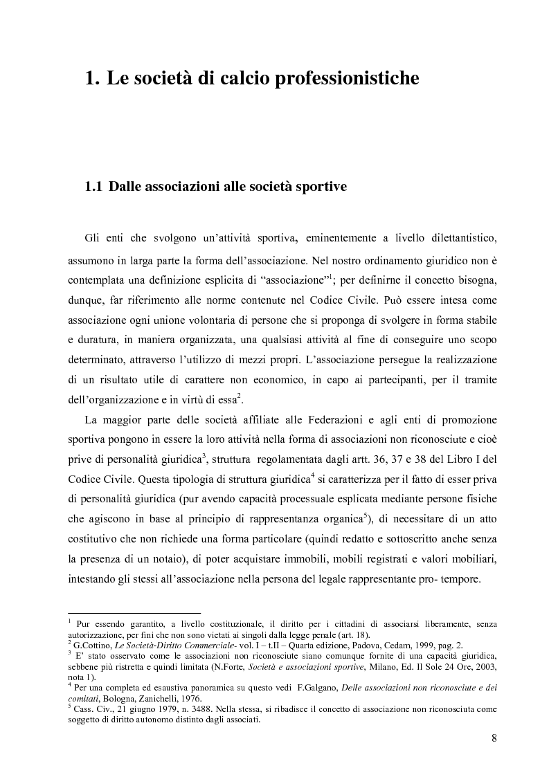 Anteprima della tesi: La crisi economica e finanziaria delle società di calcio professionistiche:analisi ed ipotesi di soluzione, Pagina 5