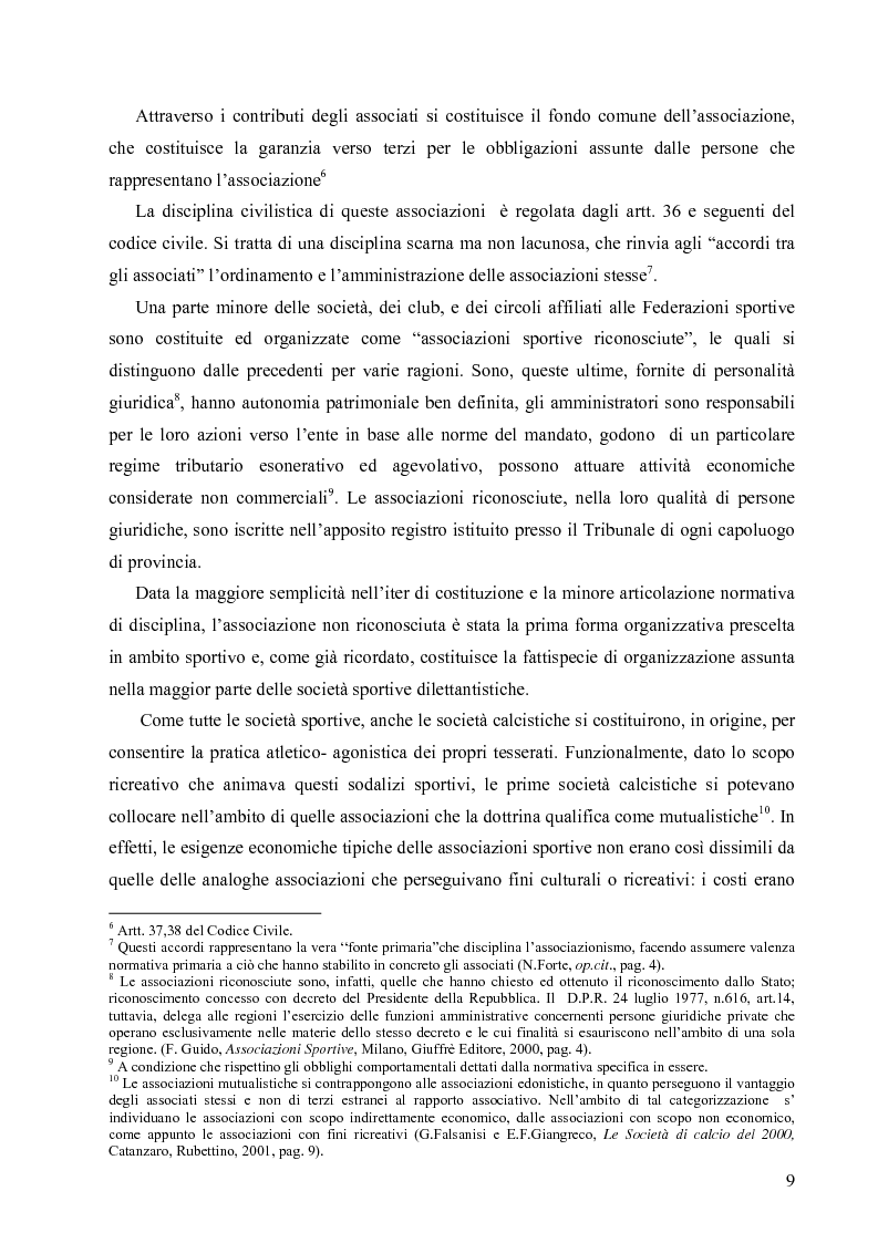 Anteprima della tesi: La crisi economica e finanziaria delle società di calcio professionistiche:analisi ed ipotesi di soluzione, Pagina 6
