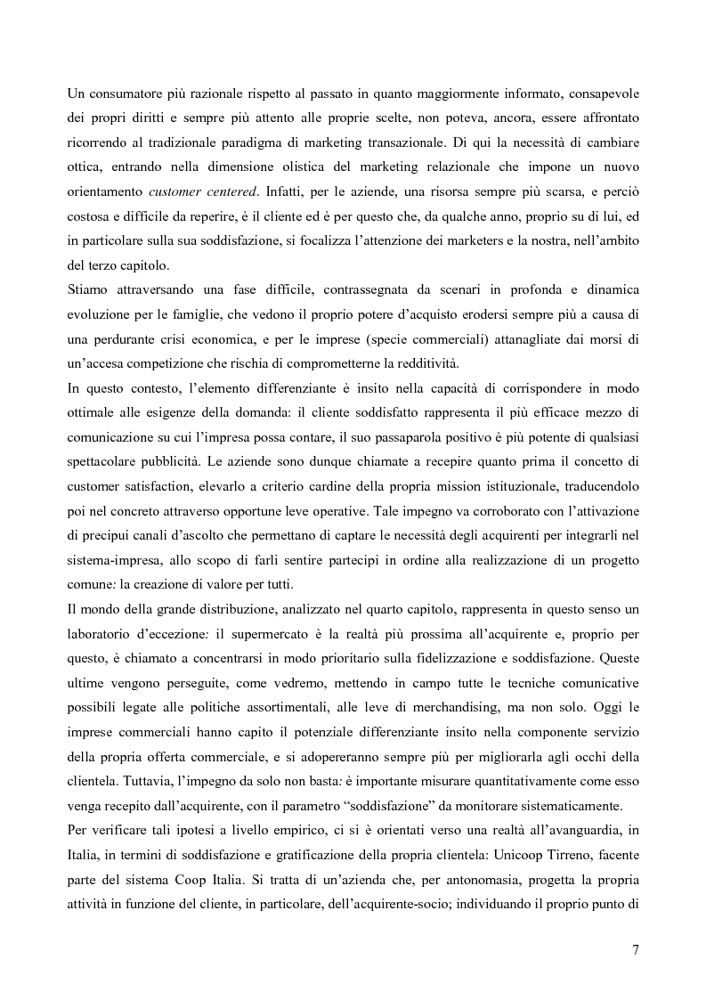 Anteprima della tesi: Il consumatore del servizio commerciale. Fondamenti teorici e prassi d'impresa: il caso Unicoop Tirreno, Pagina 2