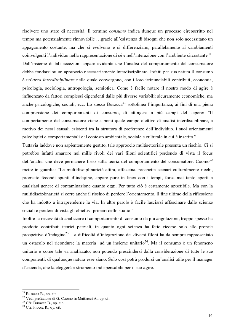 Anteprima della tesi: Il consumatore del servizio commerciale. Fondamenti teorici e prassi d'impresa: il caso Unicoop Tirreno, Pagina 9