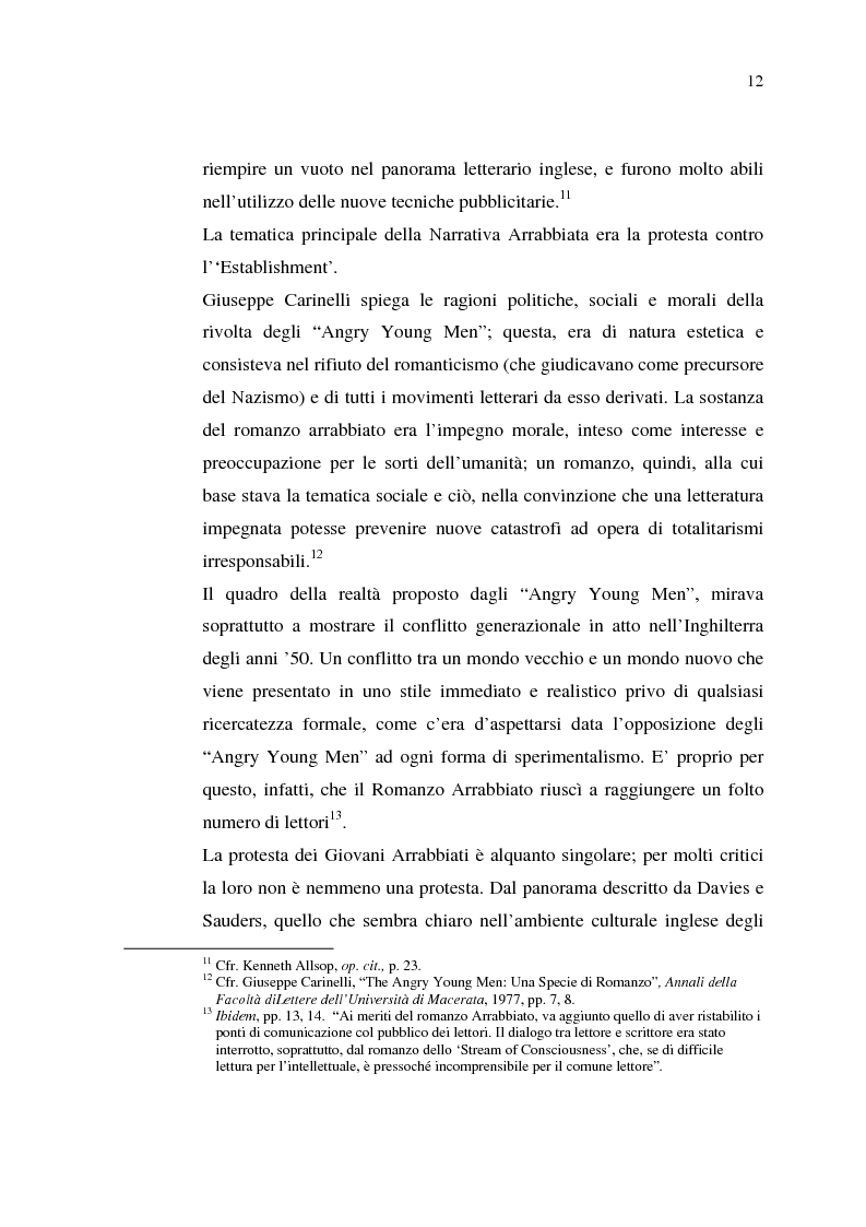 Anteprima della tesi: La cultura della 'Working-Class' in due romanzi di Alan Sillitoe, Pagina 12