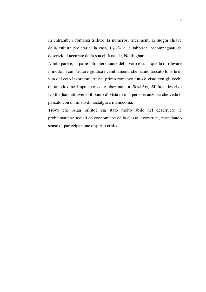 Anteprima della tesi: La cultura della 'Working-Class' in due romanzi di Alan Sillitoe, Pagina 3