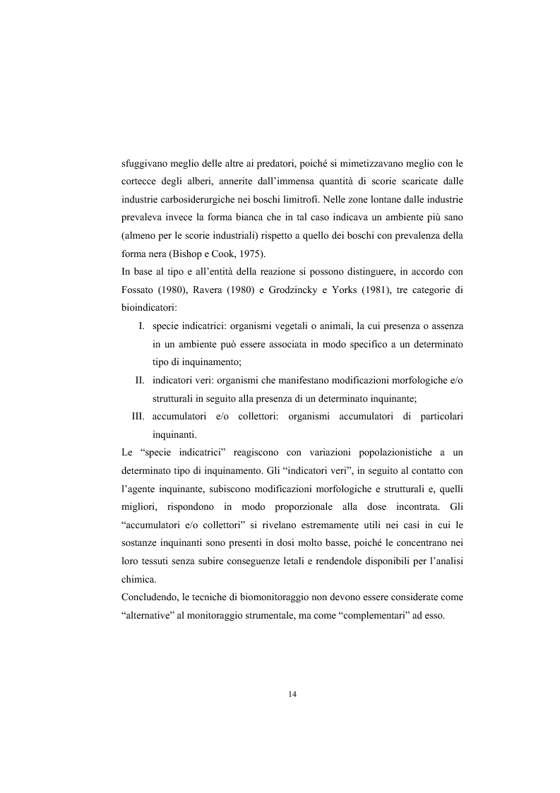 Anteprima della tesi: Impiego dell'ape (Apis mellifera L.) e delle api solitarie nel monitoraggio ambientale in un'area del Comune di Rosignano Marittimo (LI)., Pagina 14